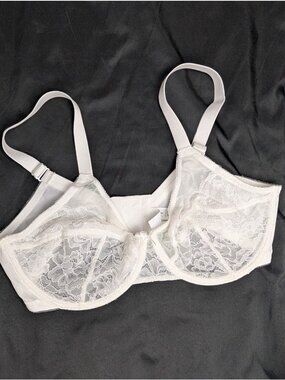 HSIA Minimizer Bra Womens size 36DD Lace Unpadded Sheer Underwire Unlined White